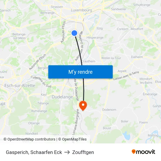 Gasperich, Schaarfen Eck to Zoufftgen map
