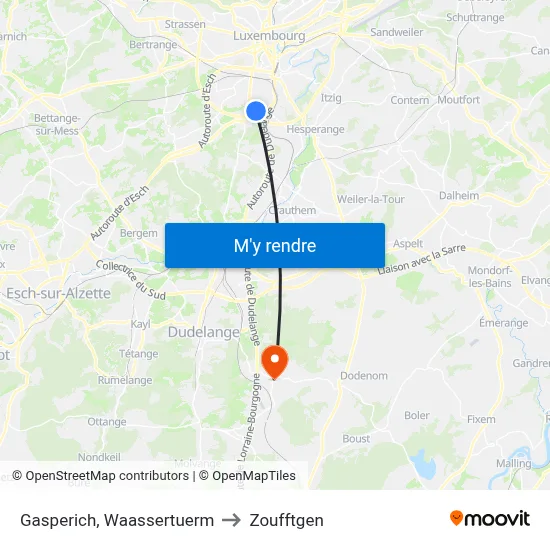 Gasperich, Waassertuerm to Zoufftgen map
