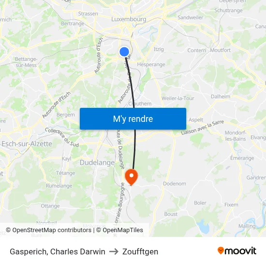 Gasperich, Charles Darwin to Zoufftgen map