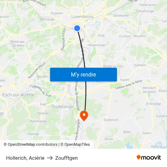 Hollerich, Aciérie to Zoufftgen map