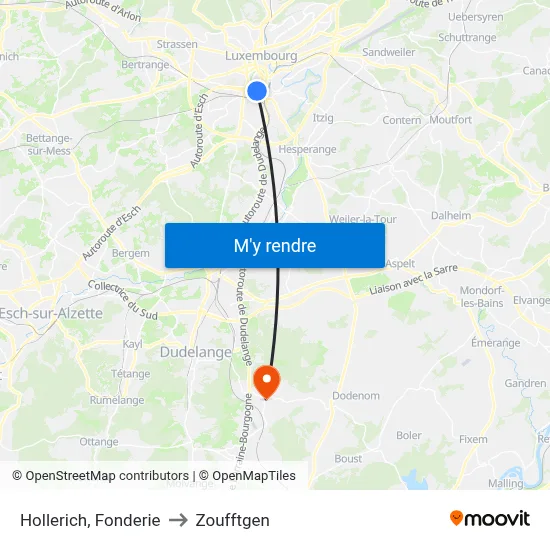 Hollerich, Fonderie to Zoufftgen map
