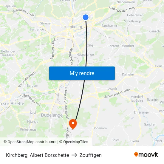 Kirchberg, Albert Borschette to Zoufftgen map
