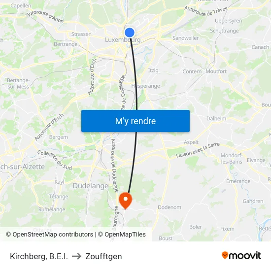 Kirchberg, B.E.I. to Zoufftgen map