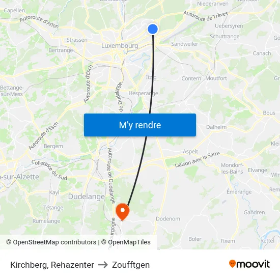 Kirchberg, Rehazenter to Zoufftgen map