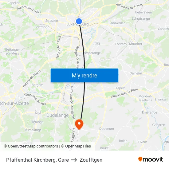 Pfaffenthal-Kirchberg, Gare to Zoufftgen map