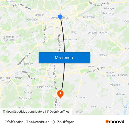 Pfaffenthal, Théiwesbuer to Zoufftgen map