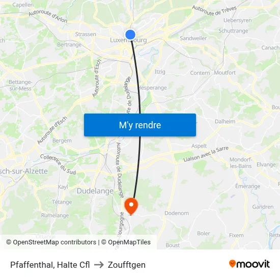 Pfaffenthal, Halte Cfl to Zoufftgen map