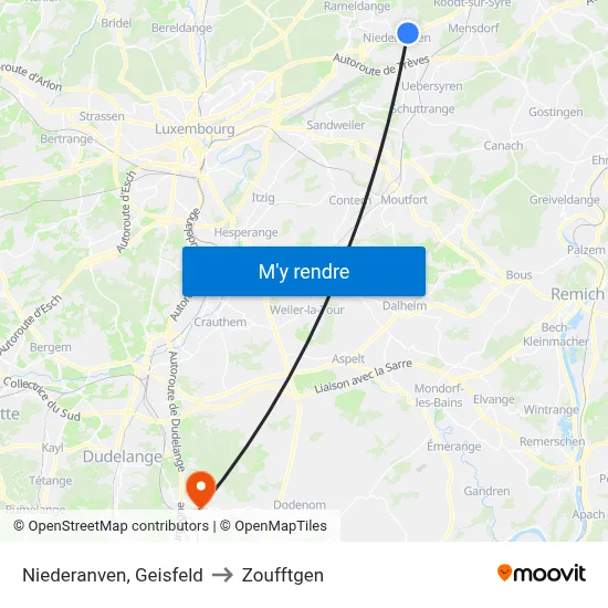 Niederanven, Geisfeld to Zoufftgen map