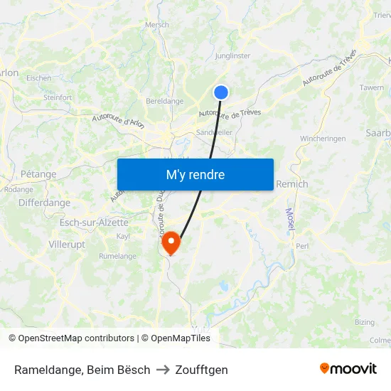 Rameldange, Beim Bësch to Zoufftgen map