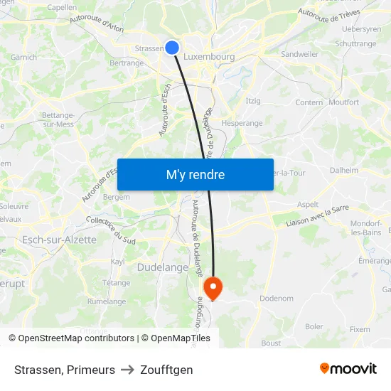 Strassen, Primeurs to Zoufftgen map