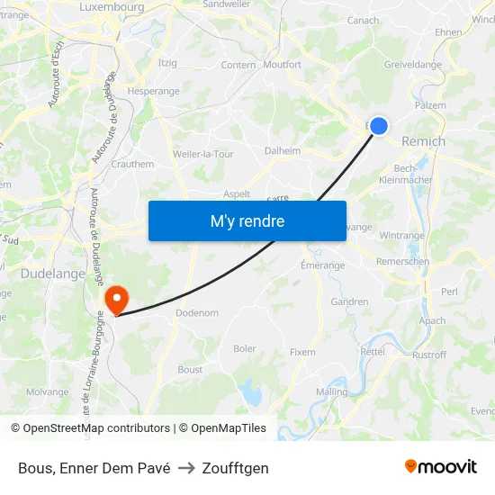 Bous, Enner Dem Pavé to Zoufftgen map