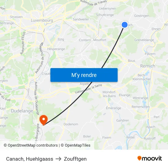 Canach, Huehlgaass to Zoufftgen map