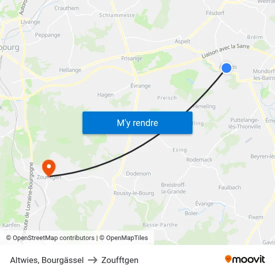 Altwies, Bourgässel to Zoufftgen map