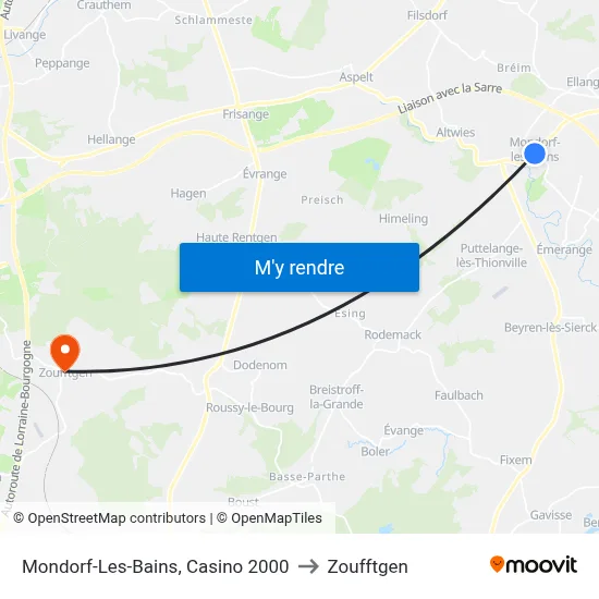 Mondorf-Les-Bains, Casino 2000 to Zoufftgen map