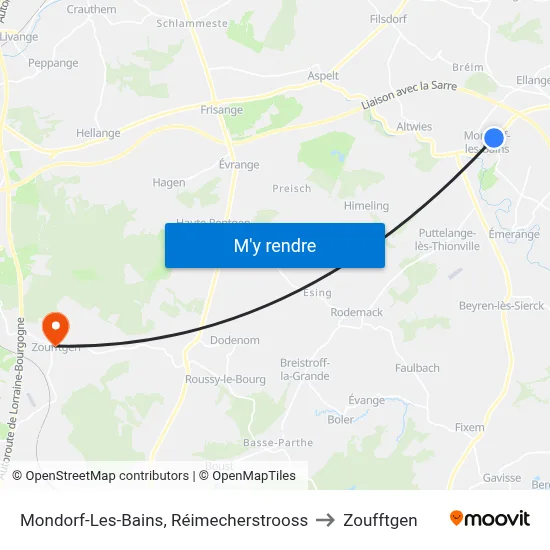 Mondorf-Les-Bains, Réimecherstrooss to Zoufftgen map