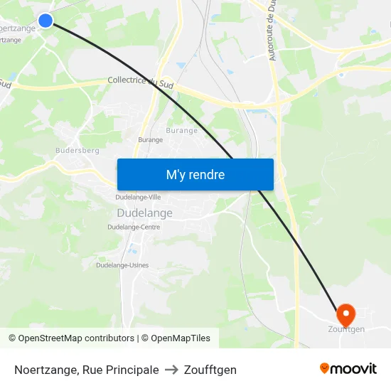 Noertzange, Rue Principale to Zoufftgen map