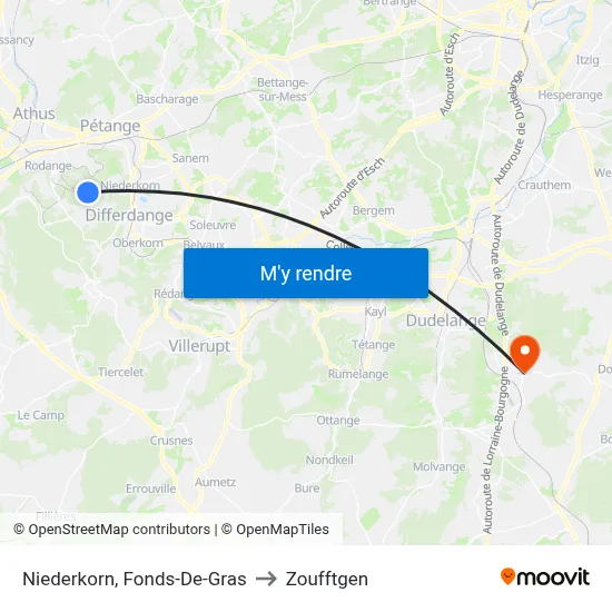 Niederkorn, Fonds-De-Gras to Zoufftgen map