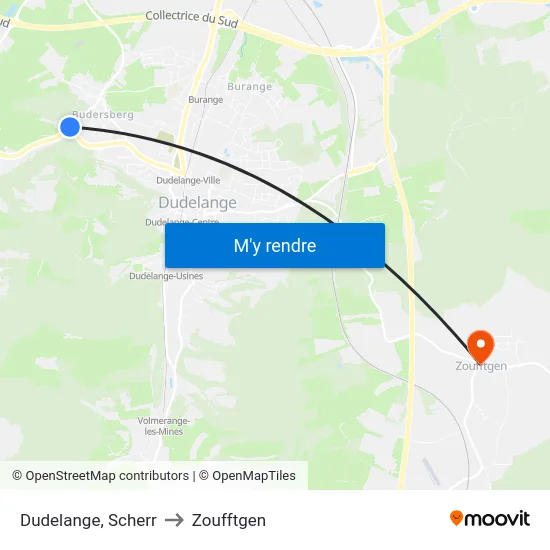 Dudelange, Scherr to Zoufftgen map