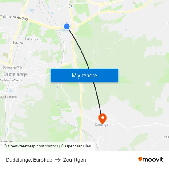 Dudelange, Eurohub to Zoufftgen map