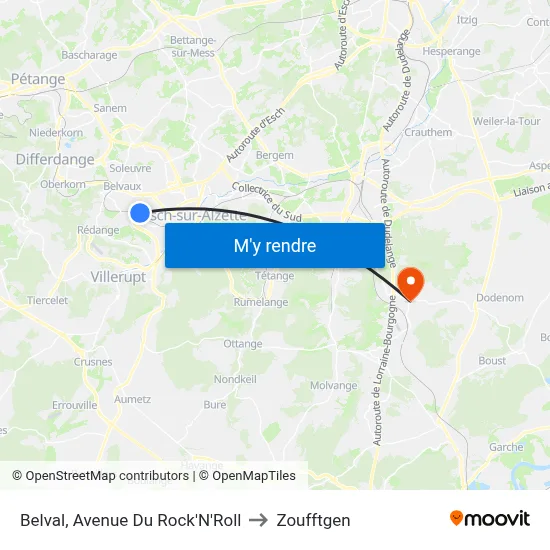 Belval, Avenue Du Rock'N'Roll to Zoufftgen map