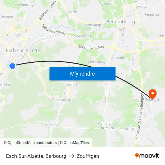 Esch-Sur-Alzette, Barbourg to Zoufftgen map