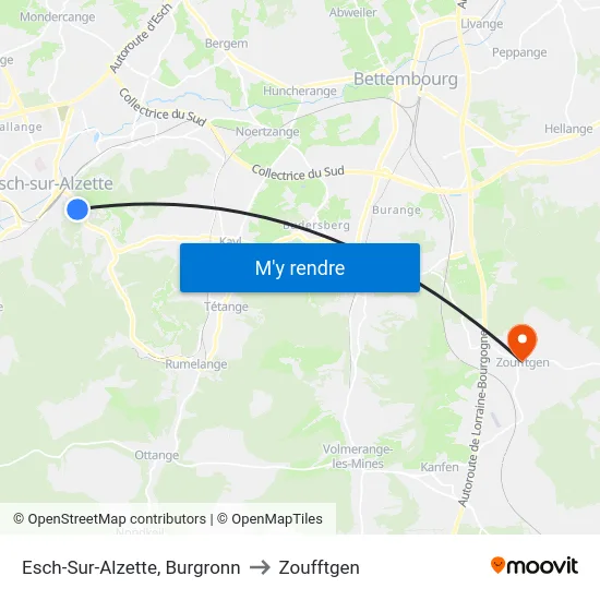Esch-Sur-Alzette, Burgronn to Zoufftgen map