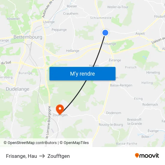 Frisange, Hau to Zoufftgen map