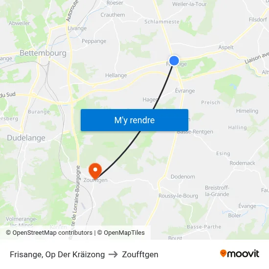 Frisange, Op Der Kräizong to Zoufftgen map
