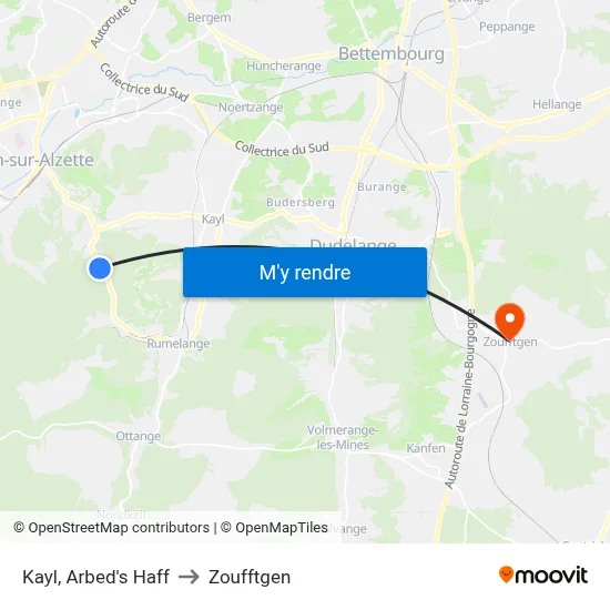 Kayl, Arbed's Haff to Zoufftgen map