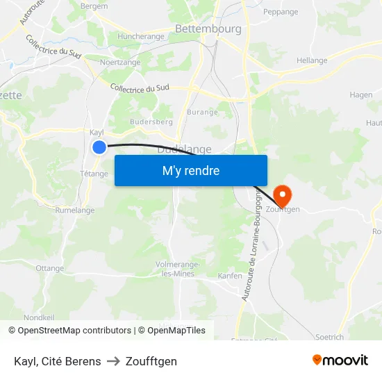Kayl, Cité Berens to Zoufftgen map