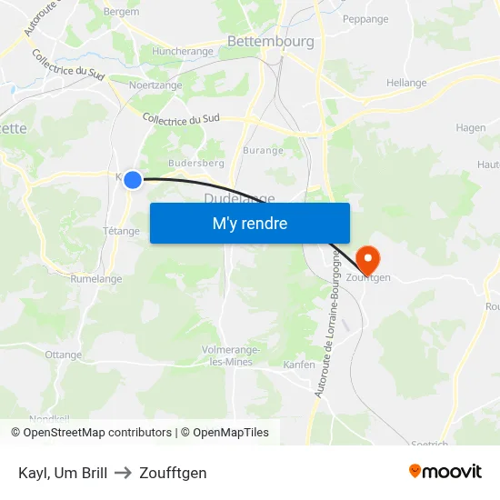 Kayl, Um Brill to Zoufftgen map