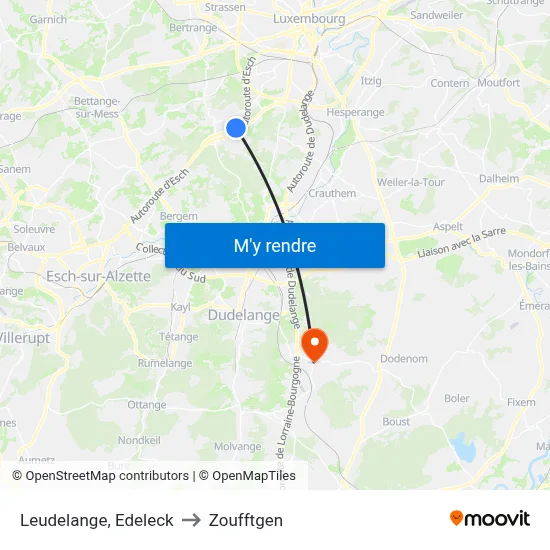 Leudelange, Edeleck to Zoufftgen map