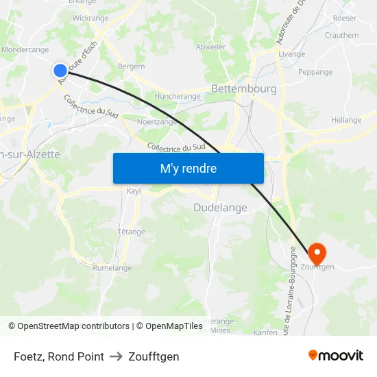 Foetz, Rond Point to Zoufftgen map