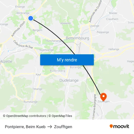 Pontpierre, Beim Kueb to Zoufftgen map