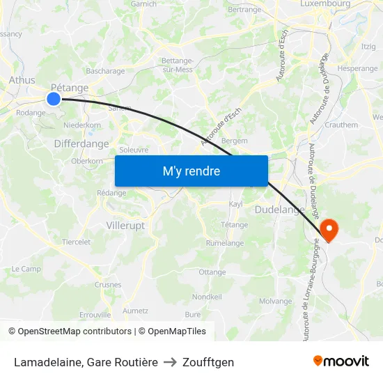 Lamadelaine, Gare Routière to Zoufftgen map