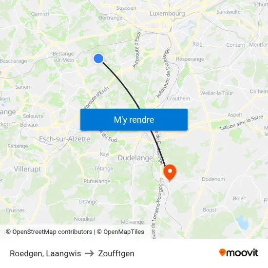 Roedgen, Laangwis to Zoufftgen map
