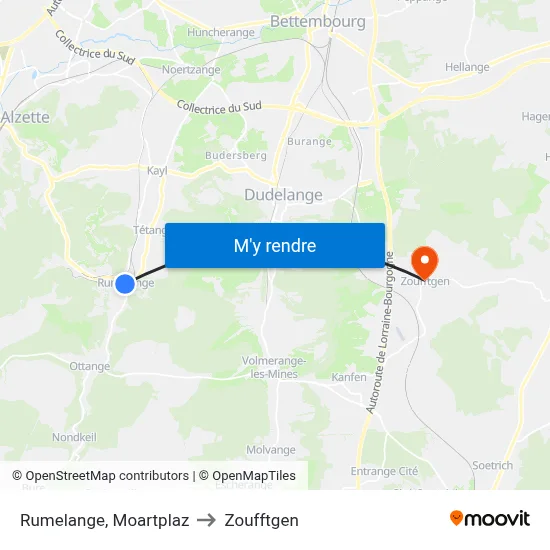 Rumelange, Moartplaz to Zoufftgen map
