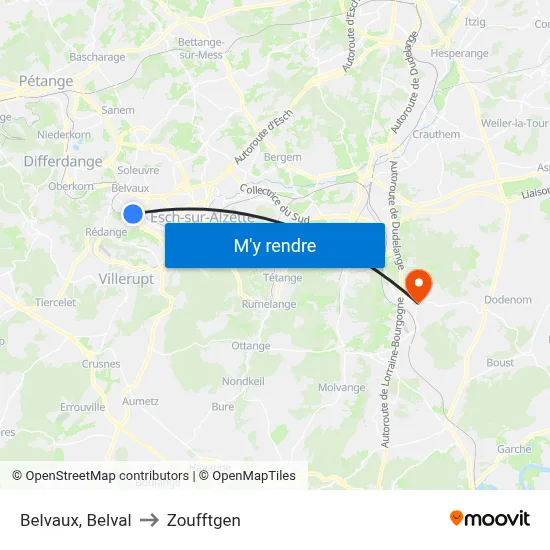 Belvaux, Belval to Zoufftgen map