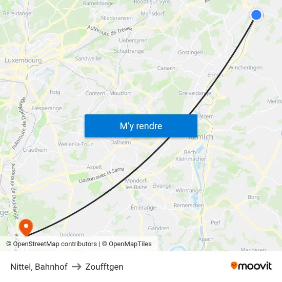 Nittel, Bahnhof to Zoufftgen map