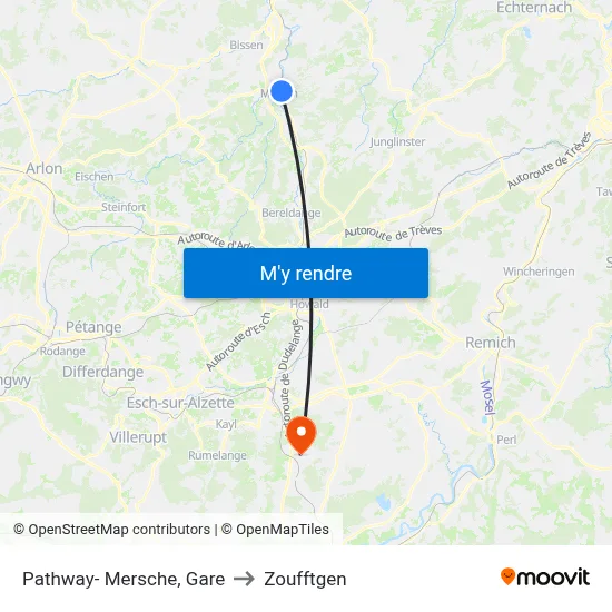 Pathway- Mersche, Gare to Zoufftgen map