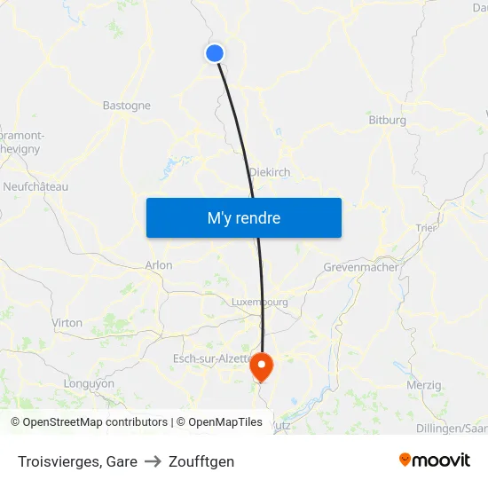 Troisvierges, Gare to Zoufftgen map