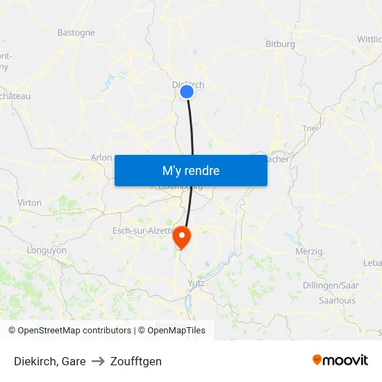 Diekirch, Gare to Zoufftgen map