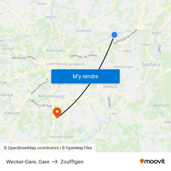 Wecker-Gare, Gare to Zoufftgen map