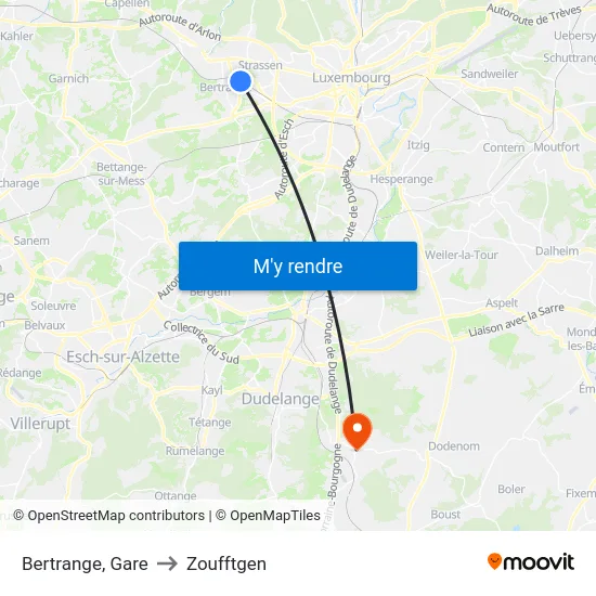 Bertrange, Gare to Zoufftgen map