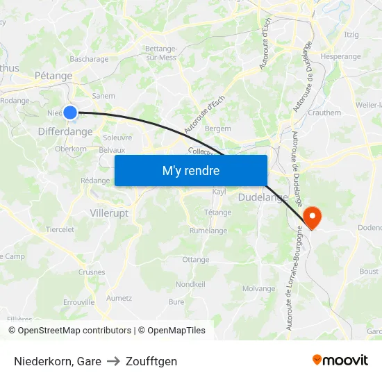 Niederkorn, Gare to Zoufftgen map