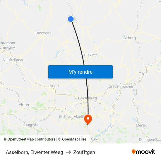 Asselborn, Elwenter Weeg to Zoufftgen map