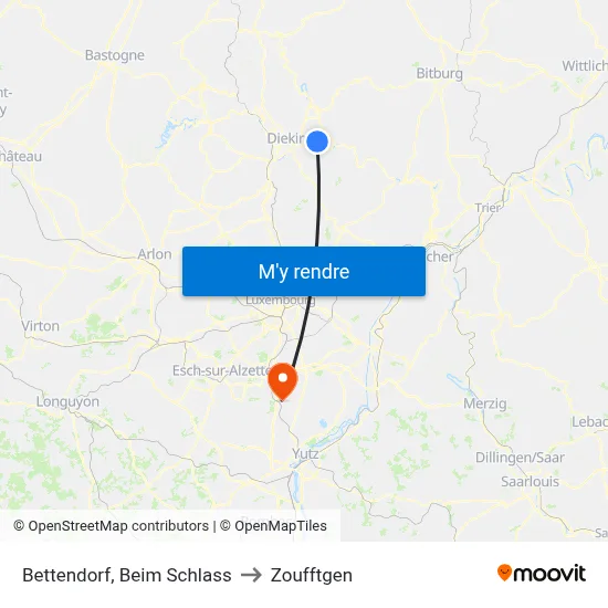 Bettendorf, Beim Schlass to Zoufftgen map