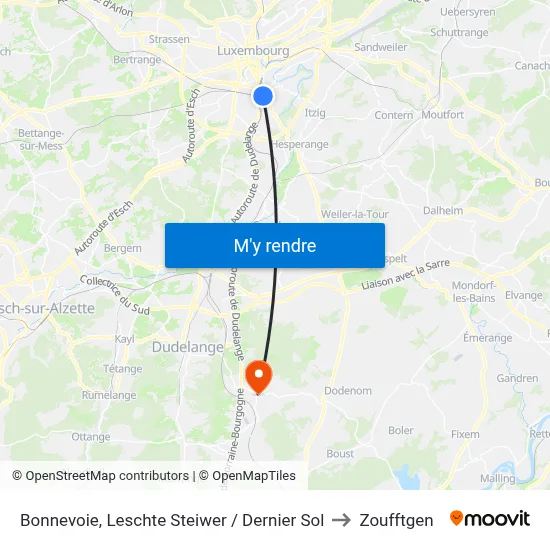 Bonnevoie, Leschte Steiwer / Dernier Sol to Zoufftgen map