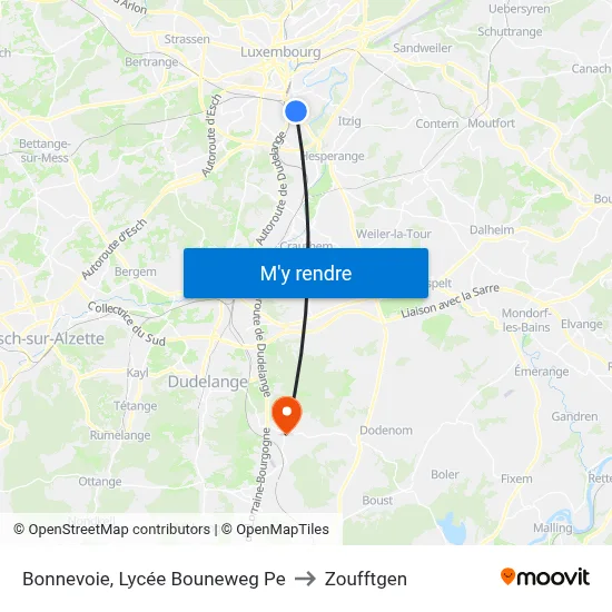 Bonnevoie, Lycée Bouneweg Pe to Zoufftgen map