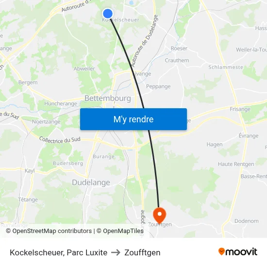 Kockelscheuer, Parc Luxite to Zoufftgen map